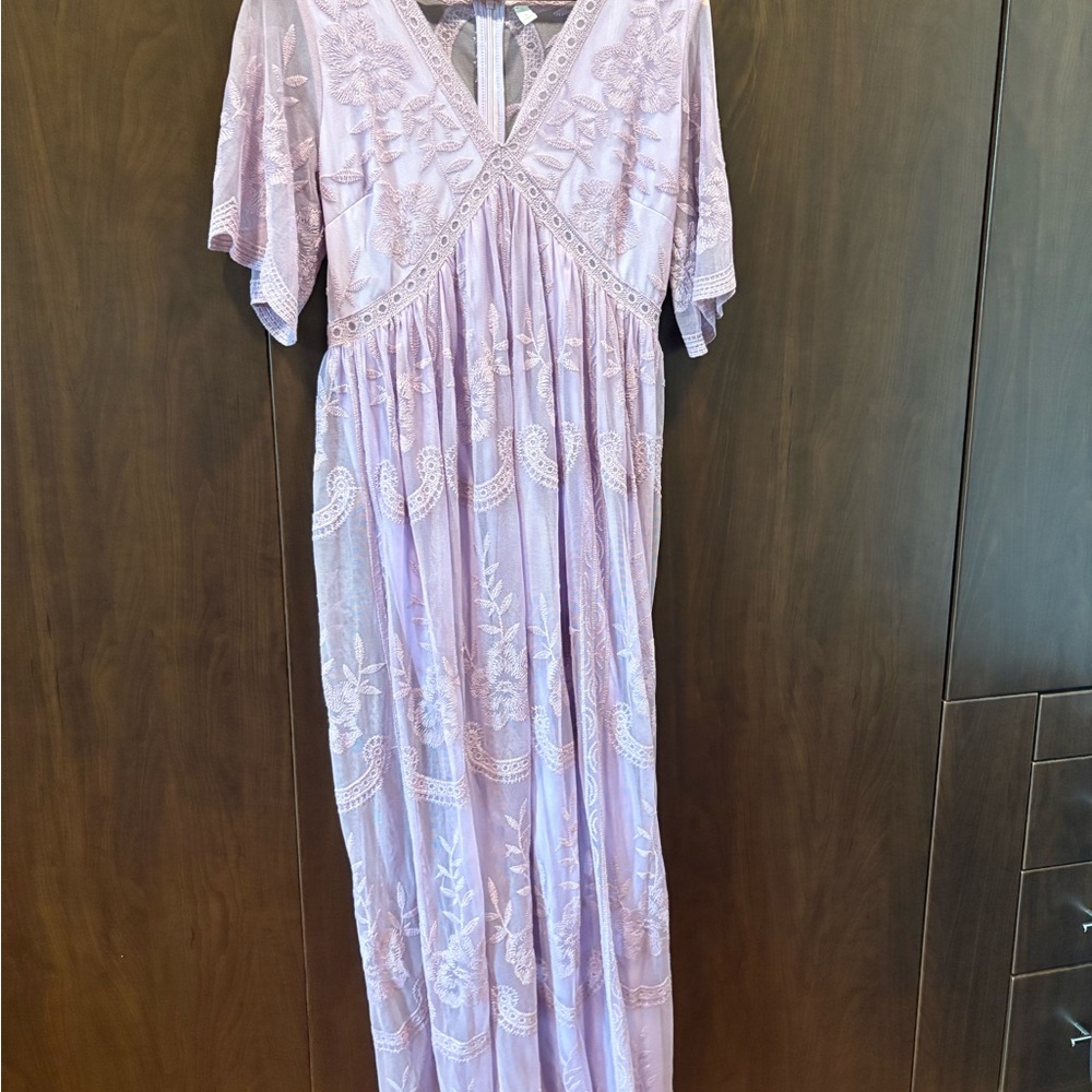 Pink blush Lavendar Lace Maternity Maxi Dress